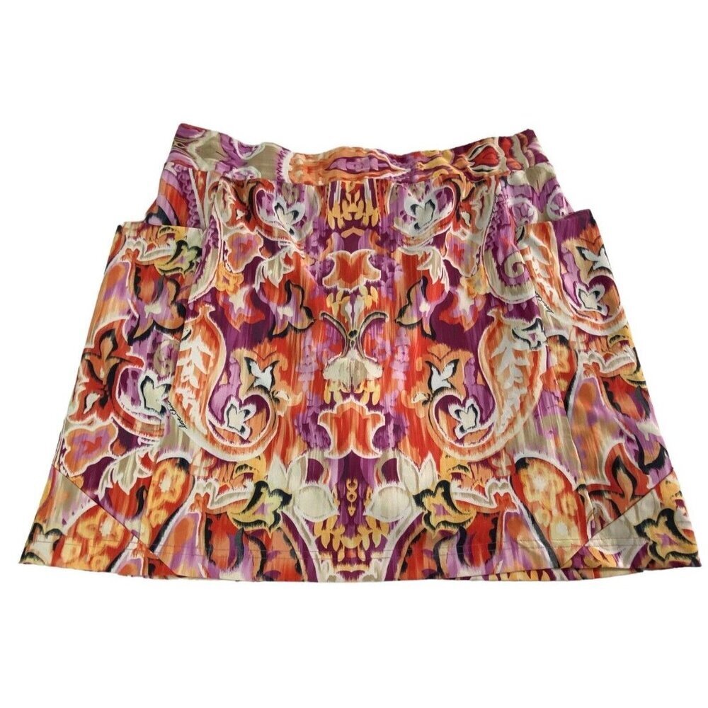 CHICO'S Women Skort Sz 12‎ Pink Paisley Print Activewear Athleisure Golf 51-17